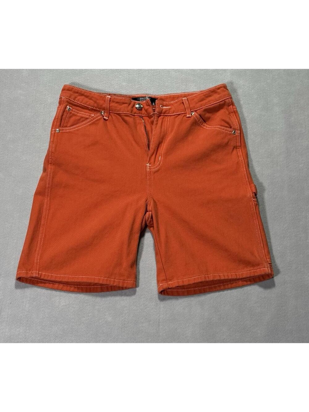 Monkey Ride Jeans  Cargo Shorts Orange Cotton MSB901 Pockets Zip